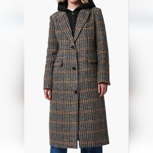 Bernardo Plaid Coat with Detachable Hood, NWT